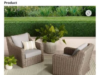 Better homes and gardens Bellamy Outdoor Wicker Patio Chairs with Cushions - Set of 2, Grey Woven Resin