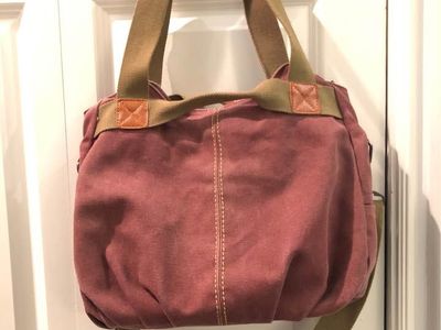 Maroon Canvas Shoulder Bag Crossbody Messenger Tote with Adjustable Strap