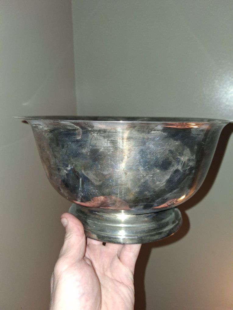 Vintage Silver Plate Footed Bowl - Tarnished Metal Decor/Serving Dish