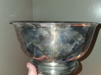Vintage Silver Plate Footed Bowl - Tarnished Metal Decor/Serving Dish