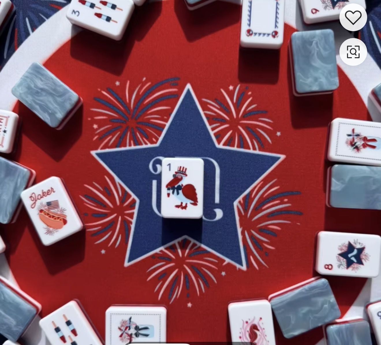 Patriotic American Mahjong Tiles and Mat