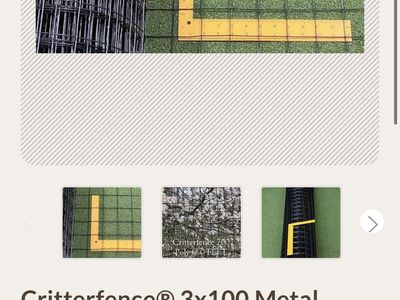 Critterfence 3' x 100' Black PVC Coated Galvanized Steel Wire Mesh Fence Roll 2" Grid