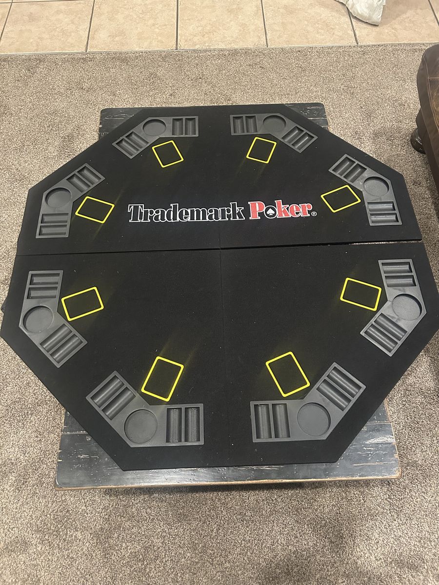 Trademark Poker Folding Octagon Poker Table Top w/ Cup Holders & Chip Trays - Black Felt