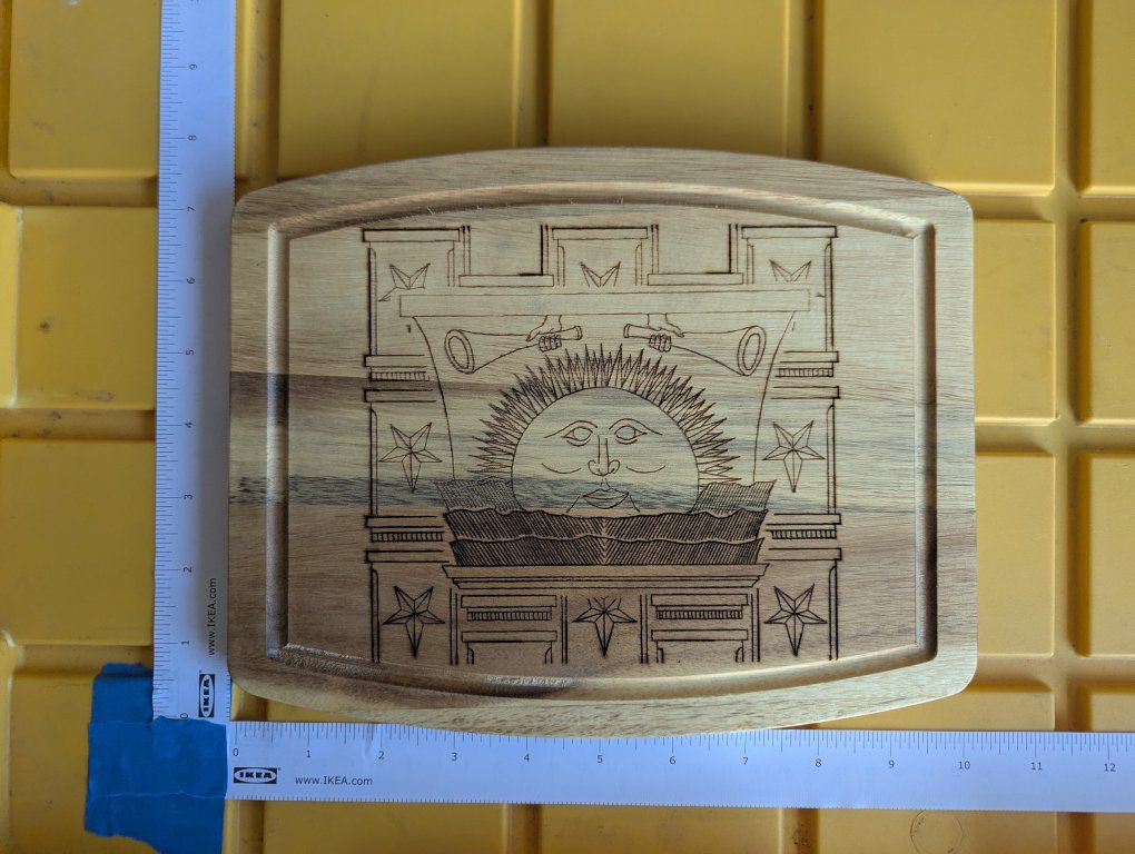 Engraved cutting boards, coasters, and keychains