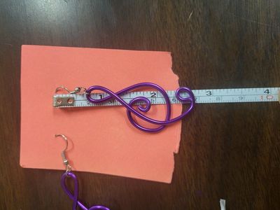 handmade earrings red or purple music notes