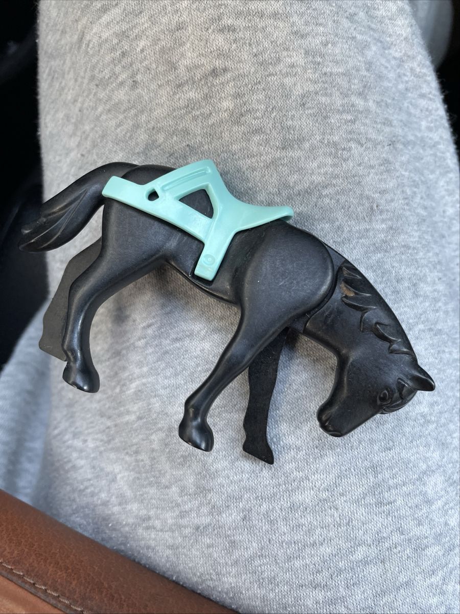 vintage Playmobile black horse with saddle