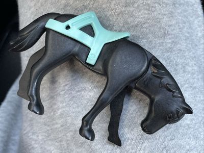 vintage Playmobile black horse with saddle