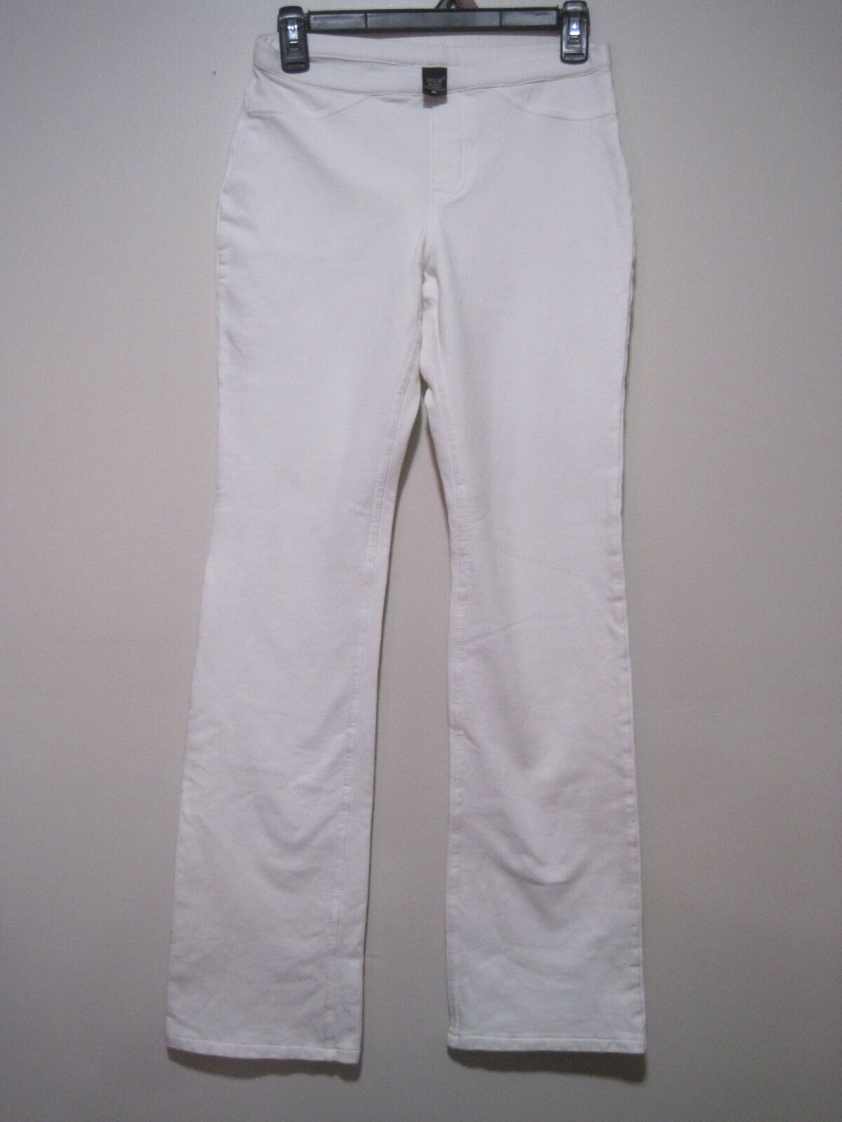 Hue Womens Size Medium Cream White Basic Cotton Blend Lounge Chino Stretch Pants