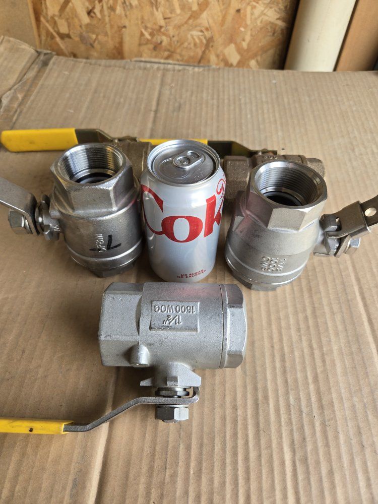 Six big stainless & brass ball valves