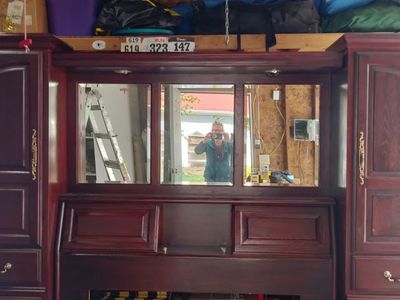 Queen bookcase headboard with mirror