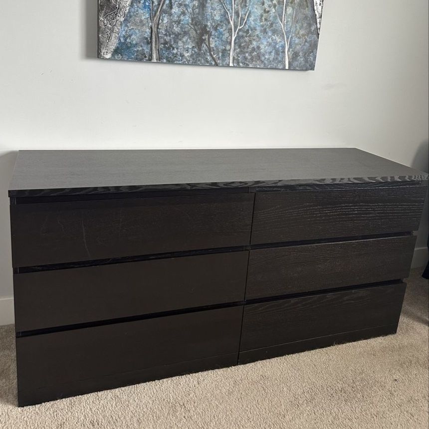 IKEA MALM 6 Drawer Dresser Brown/Black