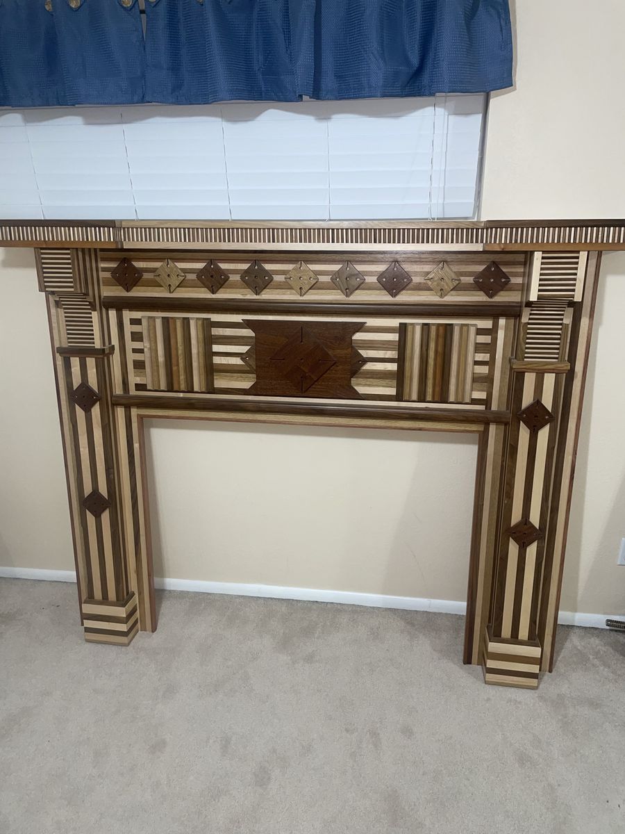 Victorian Mantel Wood Fireplace Surround - Handmade, Inlaid Wood Design