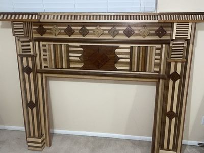 Victorian Mantel Wood Fireplace Surround - Handmade, Inlaid Wood Design