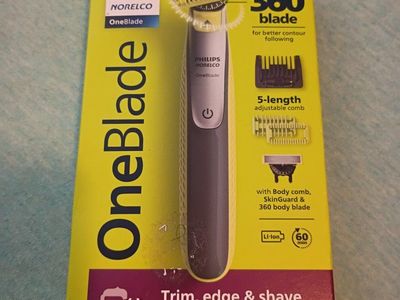 Philips Norelco OneBlade 360 Face + Body Trimmer - 360 Blade, 5-Length Comb, Li-ion, 60min Runtime