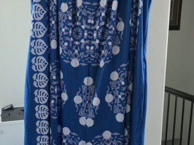 BLOOMCHIC Plus Size Jumpsuit US 14-16 Blue & White Print Sleeveless with Pockets New