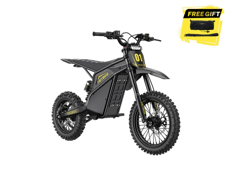 Heybike Villain Electric Dirt Bike 52V 26Ah Battery Max 45 Mph Dual Hydraulic Brakes, All Terrain,1 yellow and 1 Black