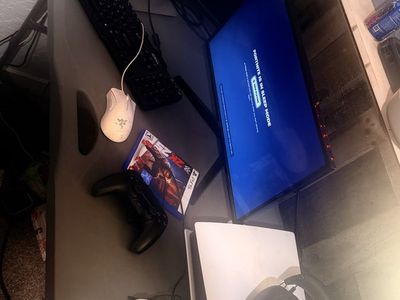 Ps5 with two controllers 2 monitors and wwe