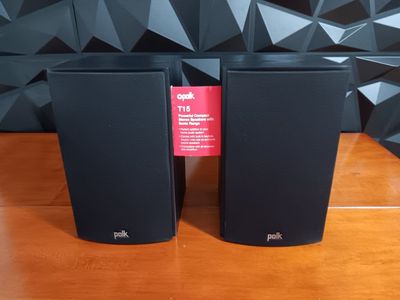 Polk Audio T15 Black Bookshelf Speakers Pair Home