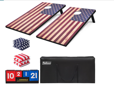 New in Box Cornhole Set, Regulation Size Cornhole Boards with 8 Bean Bags and Carrying Case