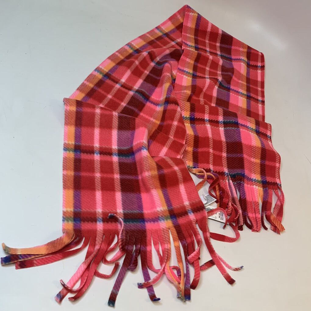 New wTag Old Navy Pink Plaid Polar Fleece Scarf