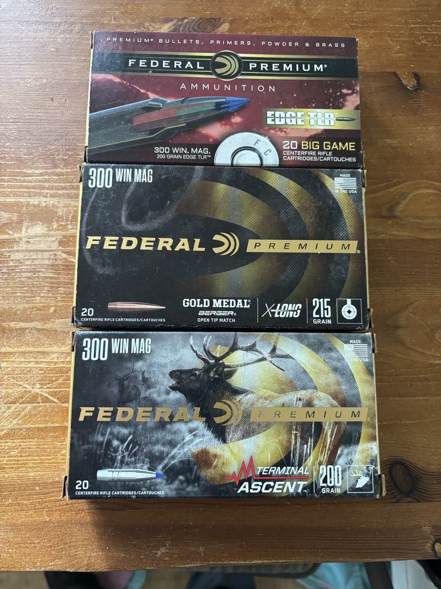 Federal Premium .300 Win Mag Ammunition: Edge TLR, Gold Medal Berger, Terminal Ascent -