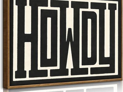 24" x 36" Framed Funky Western Wall Decor Black and White Howdy Wall Art