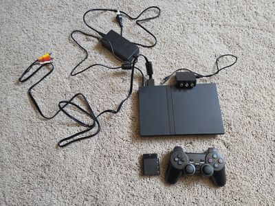 Sony PlayStation 2 (PS2) Slim Console Black, Includes Wireless Controller & AV (to HDMI - 720P or 1080P) Adapter, No Memory Card