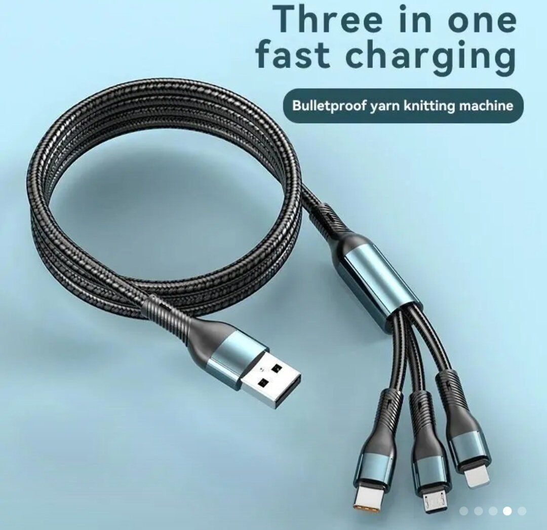 120W 3-in-1 USB Fast Charging Cable with Micro USB