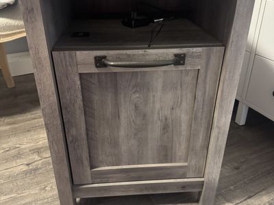 Better Homes & Gardens Modern Farmhouse Side Table with USB, Rustic Gray Finish