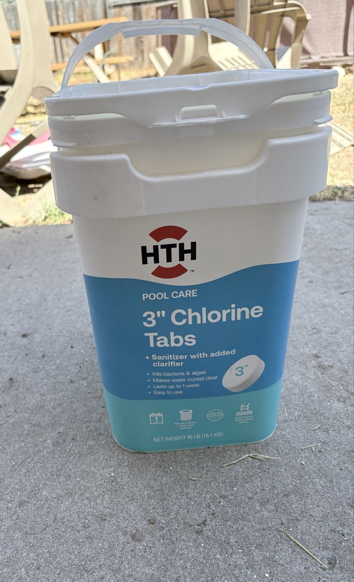 HTH 3" Chlorine Tabs Pool Care Sanitizer 40 lb Bucket