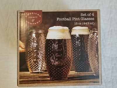 4 15oz Football Pint Glasses