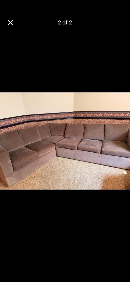Vintage Brown Velvet L-Shaped Sectional Sofa