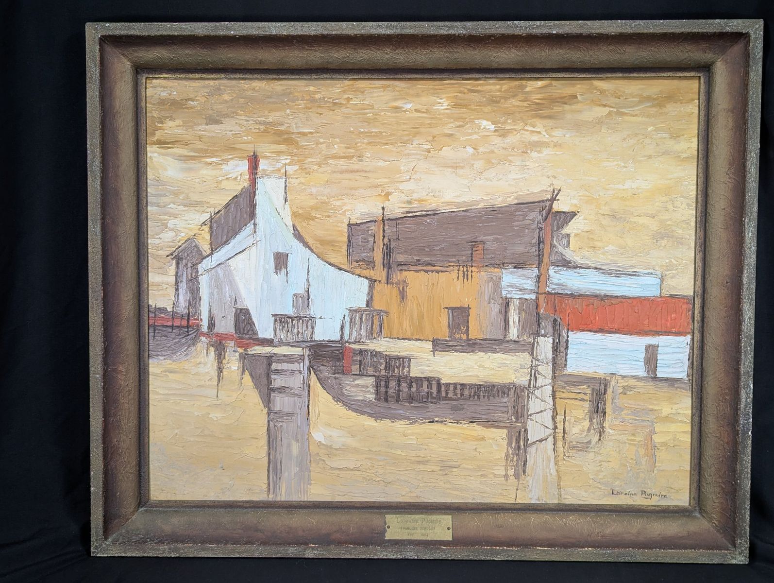 Lorraine Pugmire Original Oil Painting 1964 Mid-Century Modern Abstract Artboard