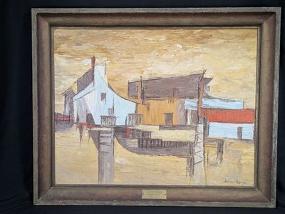 Lorraine Pugmire Original Oil Painting 1964 Mid-Century Modern Abstract Artboard