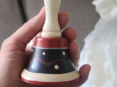 Vintage Christmas - One tall painted metal bell