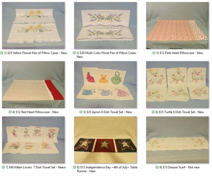 Handmade Embroidered Pillow Cases & Dish Towels - Excellent Wedding Gifts
