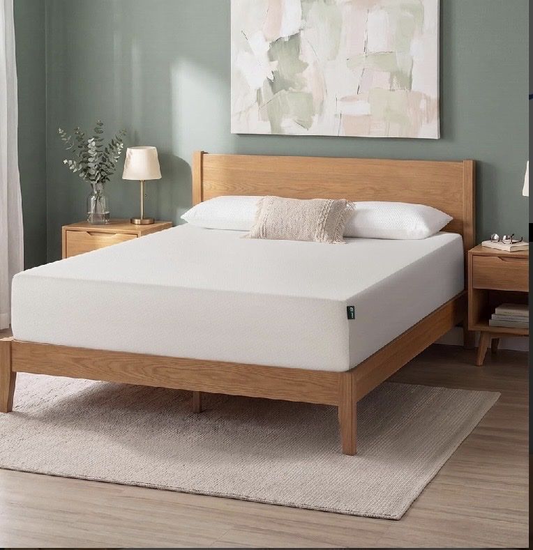 NIB ZINUS 12 Inch Green Tea Gel Memory Foam Mattress - Queen Size, Medium-Firm Feel