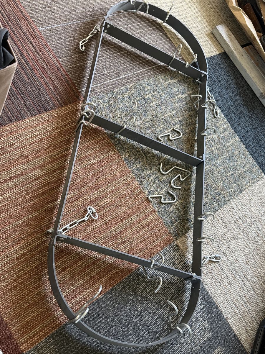 Metal Hanging Pot Pan Rack Organizer, 55" Long x 20" Wide with S-Hooks
