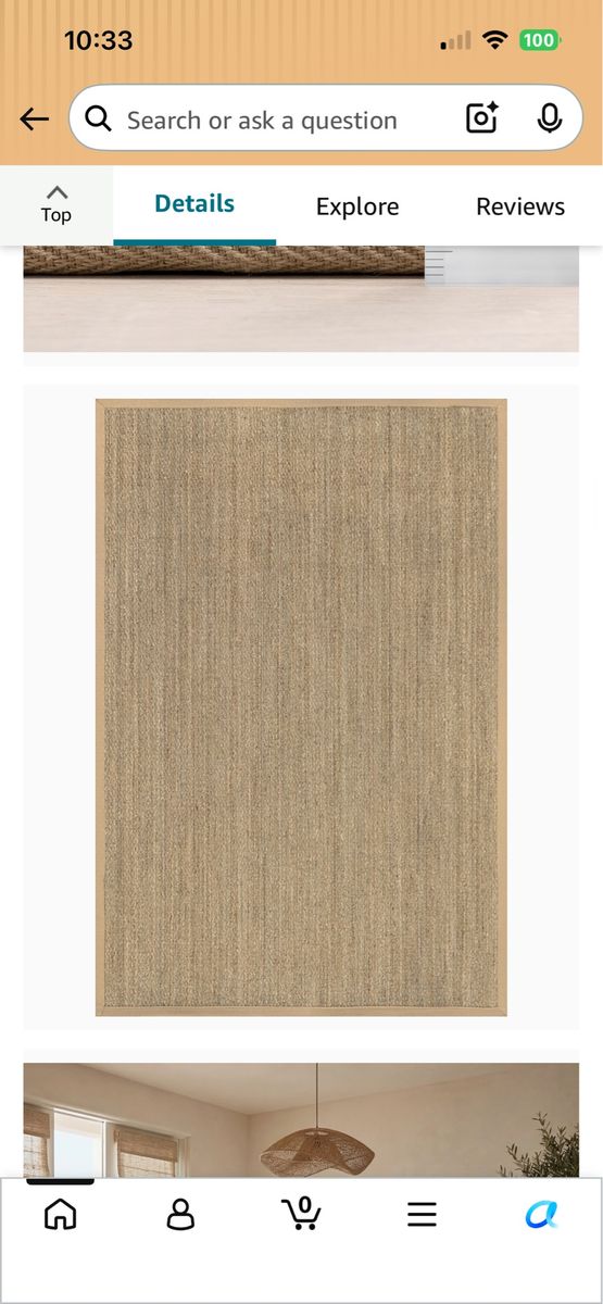 NuLOOM Elijah Seagrass Area Rug, Beige, Solid Farmhouse Style, Cotton Bordered, Basketweave, Natural