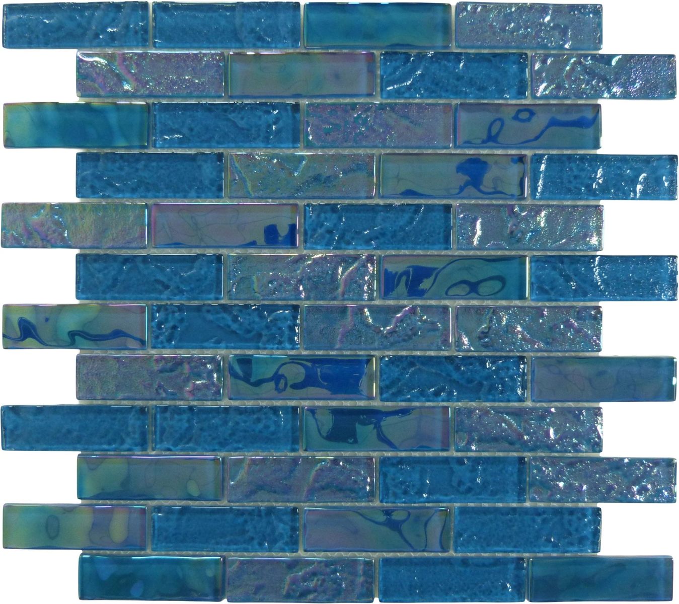 Glass Tile Oasis Pacific Turquoise Uniform Brick Glass Mosaic Tile —  Face-Mounted!