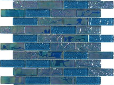Glass Tile Oasis Pacific Turquoise Uniform Brick Glass Mosaic Tile — Face-Mounted!