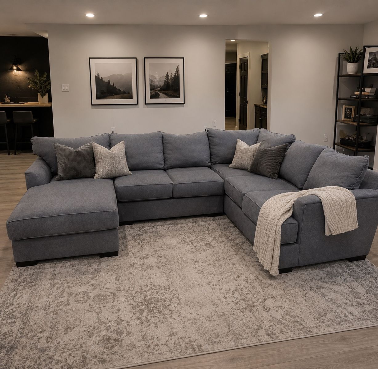 (NEW) Large Dark Gray Sectional Couch - Free Delivery