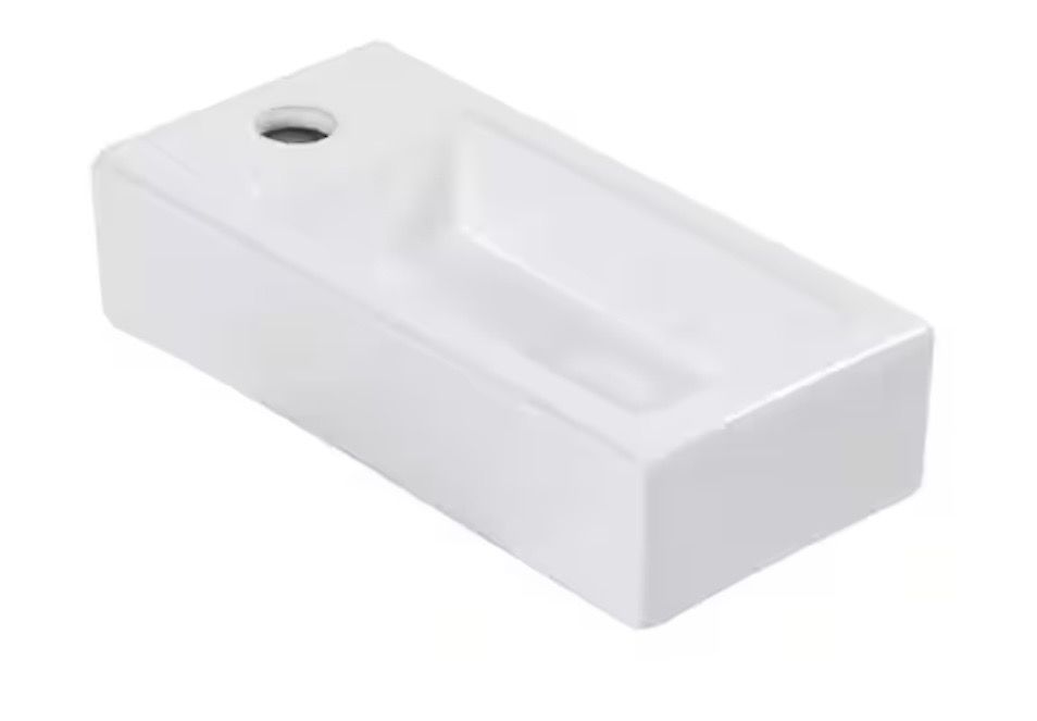 Tahanbath Corner Bathroom Sink in White 14.47 in.