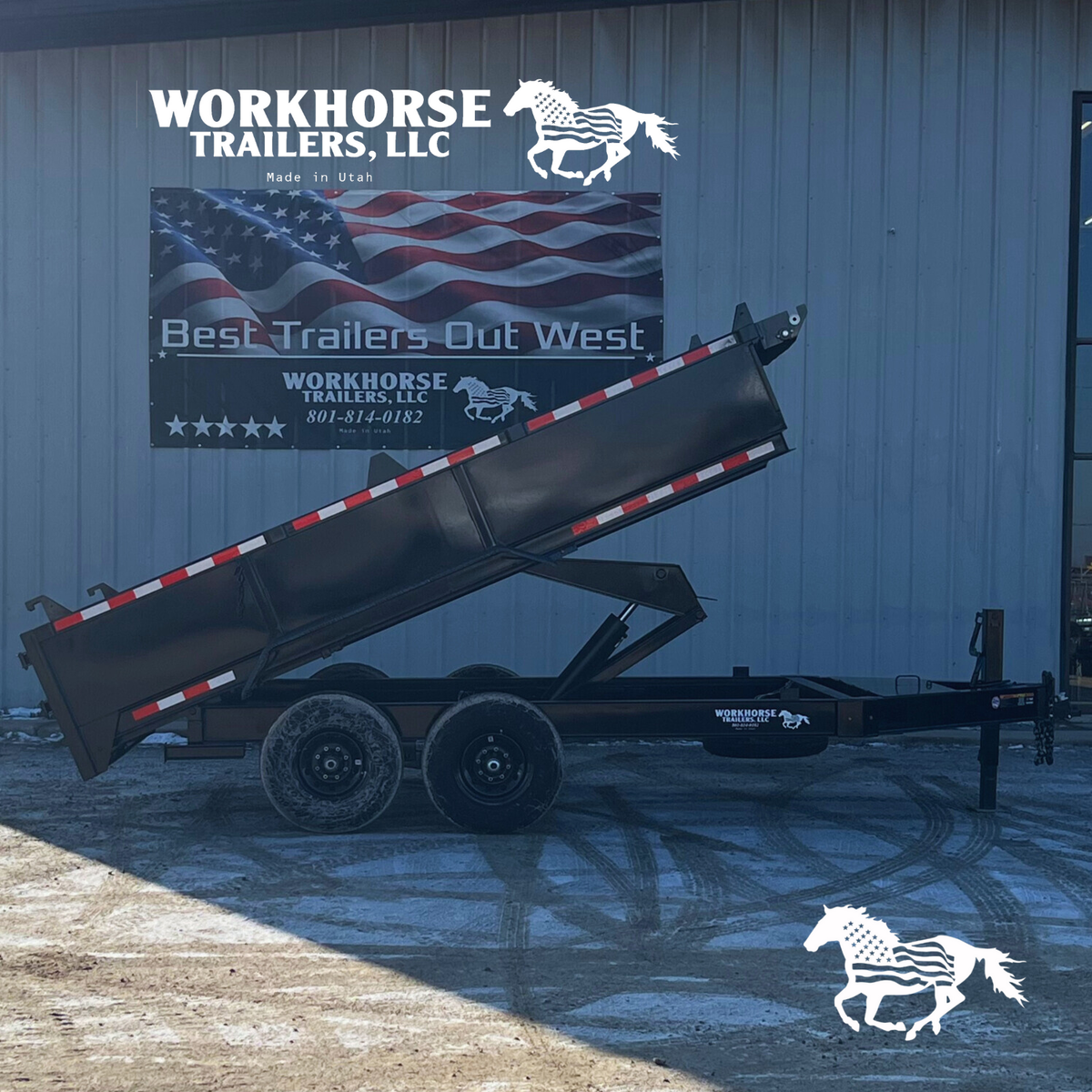 14' Workhorse Dump Trailer 15K - Bumper Pull Tandem Axle Trailer *SPARE TIRE INCLUDED*