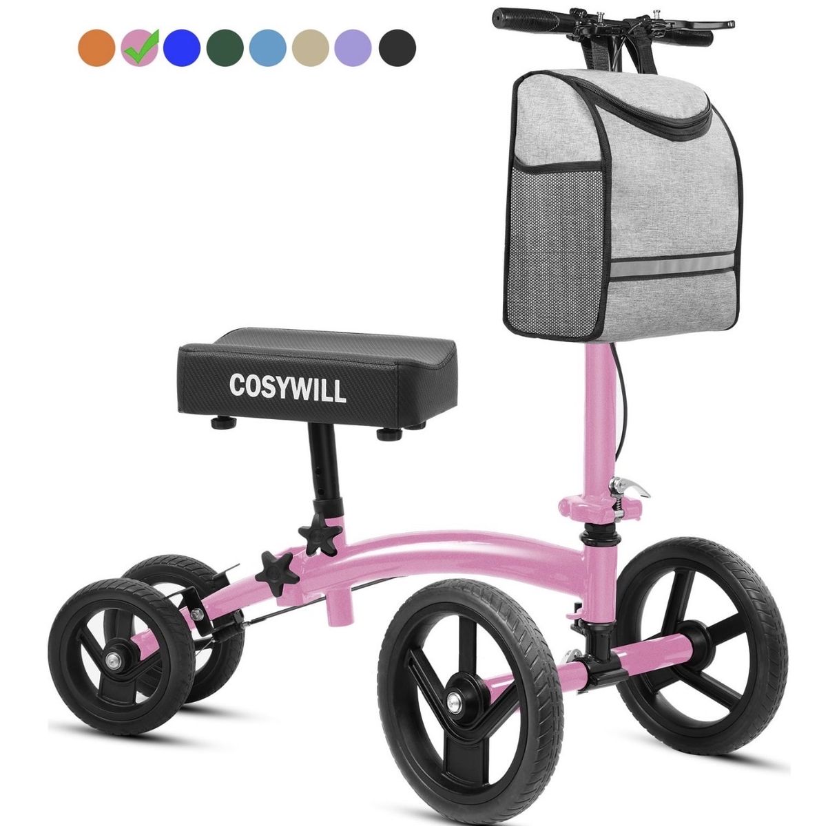 BRAND NEW COSYWILL Steerable Knee Scooter,Economy Knee Walker,All Terrain Foldable Medical Scooter, Pink