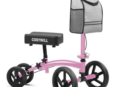 BRAND NEW COSYWILL Steerable Knee Scooter,Economy Knee Walker,All Terrain Foldable Medical Scooter, Pink