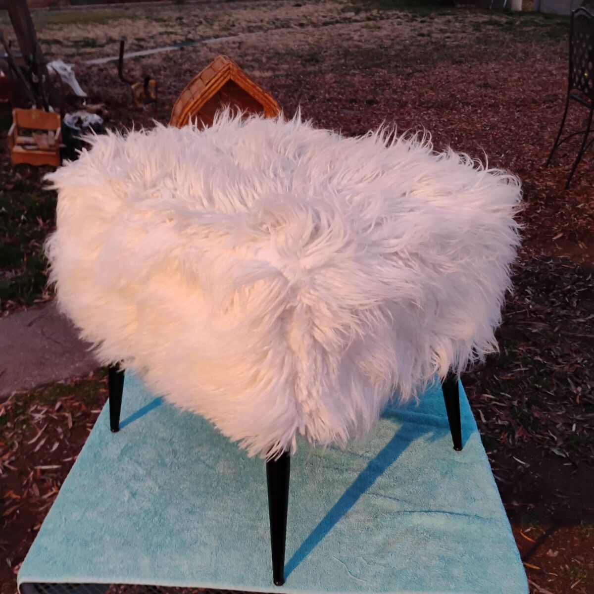 Faux Fur Stool, Seat, Bench MCM Look