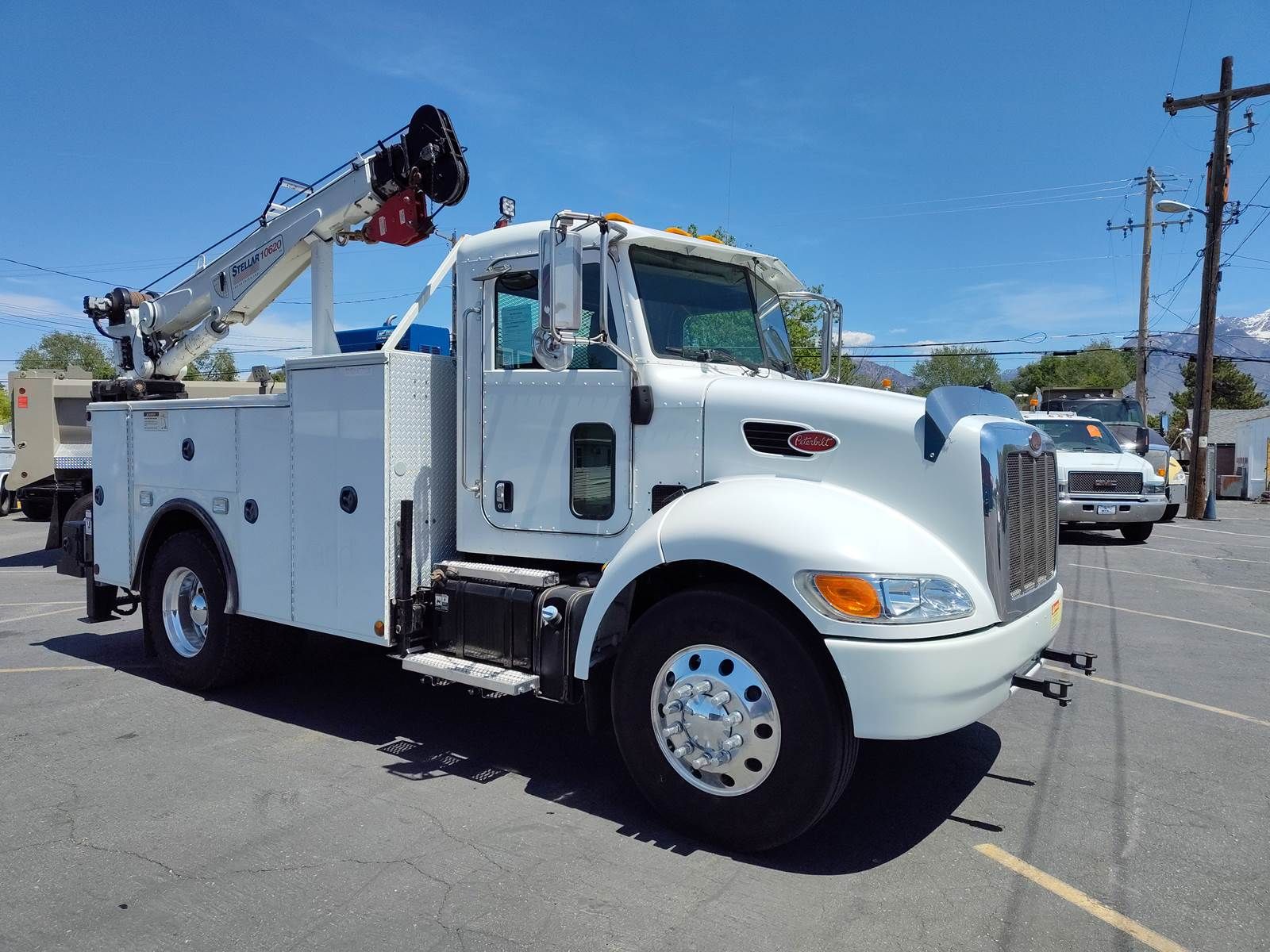 2012 Peterbilt 330 S/A Mechanic / Service Truck - 10,000 lb crane w/ Remote, Compressor, Outriggers, Compartments, Shelving and