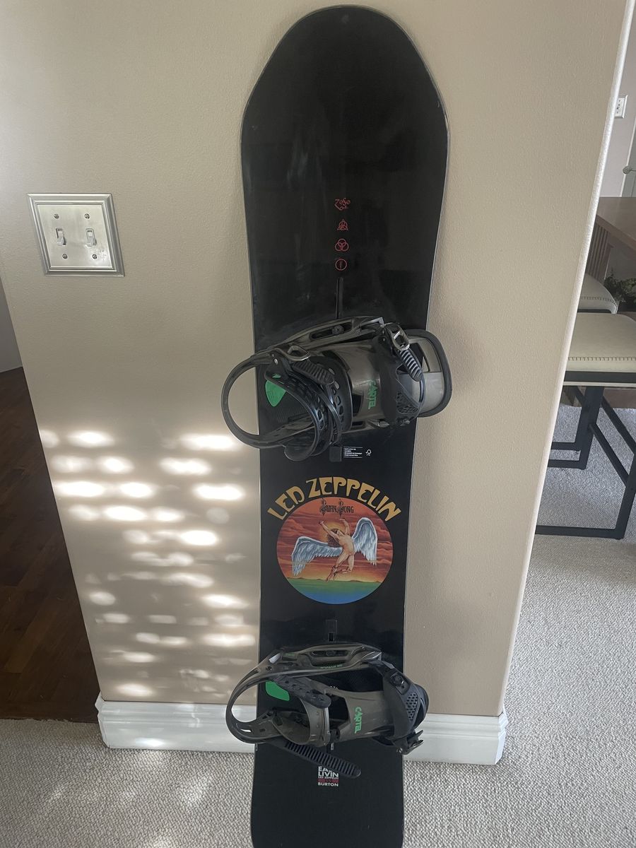 Burton Easy Livin 155 Led Zeppelin Snowboard With Cartel Bindings