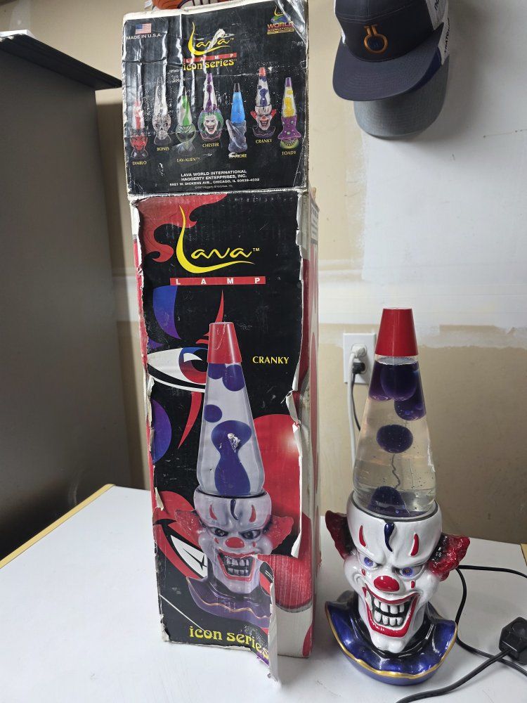 Vintage Lava Lite Lamp Icon Series 'Cranky' Clown Rare Collectible